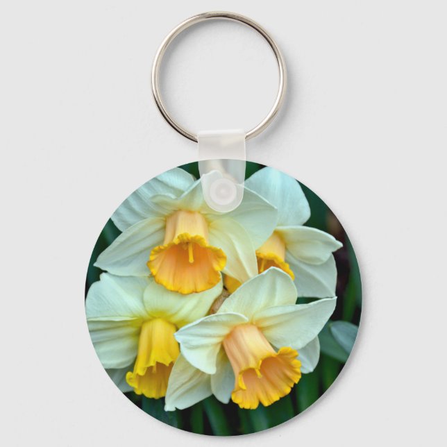 Gult Daffodil-blommor Nyckelring (Framsida)