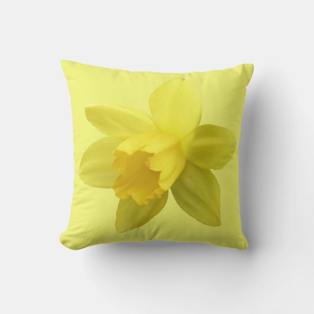 Gult Daffodil Bloom Blommigt Kudde (Framsida)