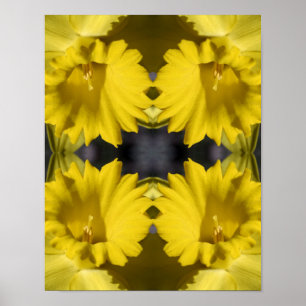 Gult Daffodil Center-Abstrakt Poster