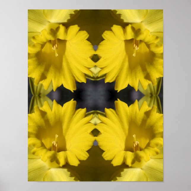 Gult Daffodil Center-Abstrakt Poster (Framsidan)