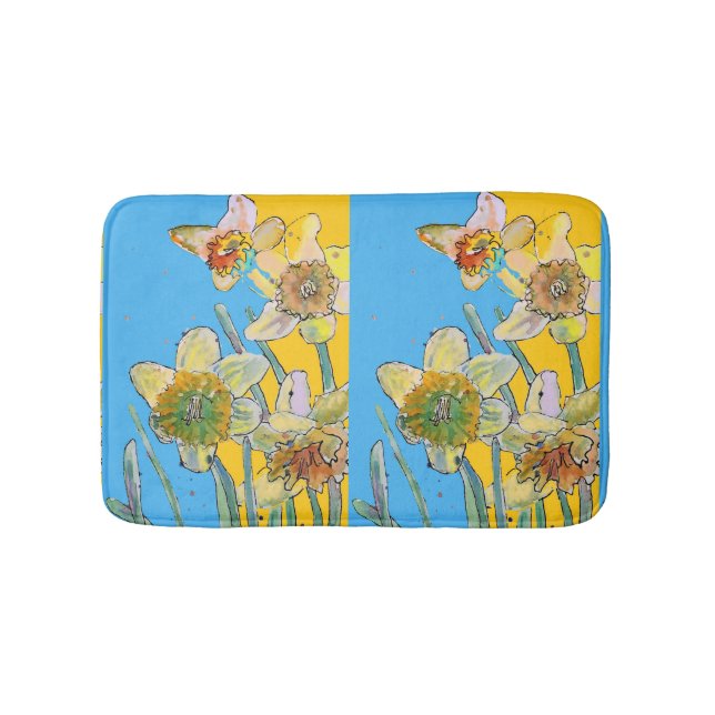 Gult Daffodil daffodils blommigt Bath Mat Badrumsmatta (Framsidan)