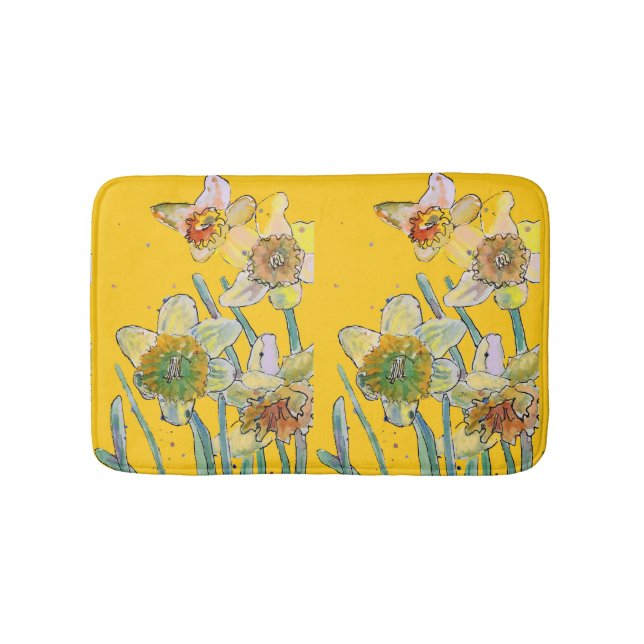 Gult Daffodil daffodils blommigt Bath Mat Badrumsmatta (Framsidan)