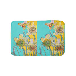 Gult Daffodil daffodils-blommigten Aqua Badrumsmatta