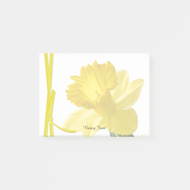 Gult Daffodil Floral Photography Post-it Block (Framsida)