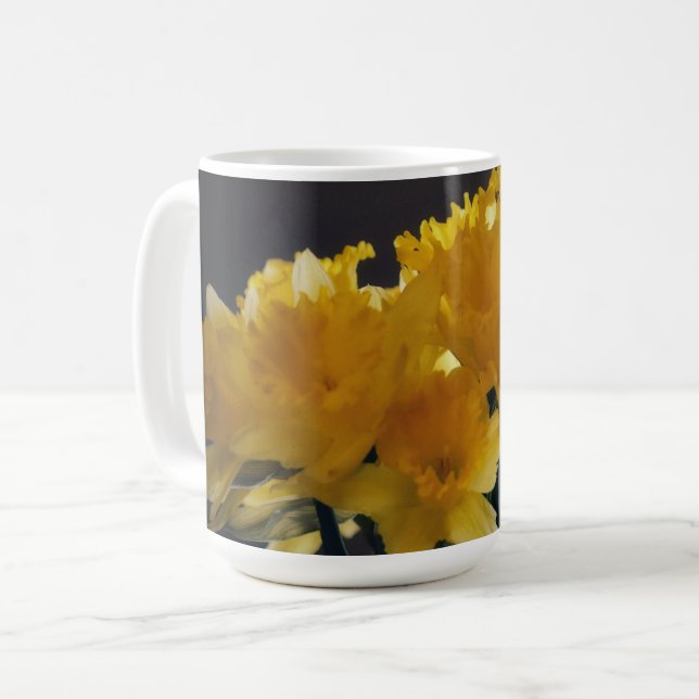 Gult Daffodil Flowers Art Mugg Kopp (Framsida vänster)