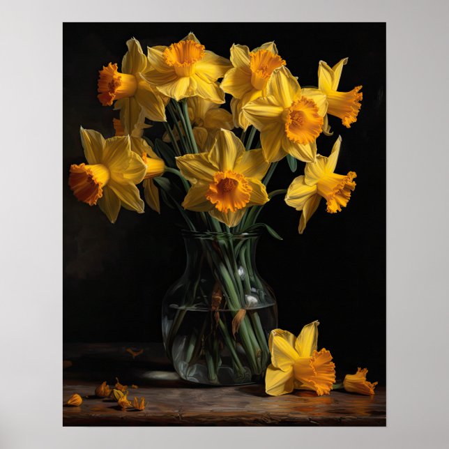 Gult Daffodil Flowers Art Print Poster (Framsidan)