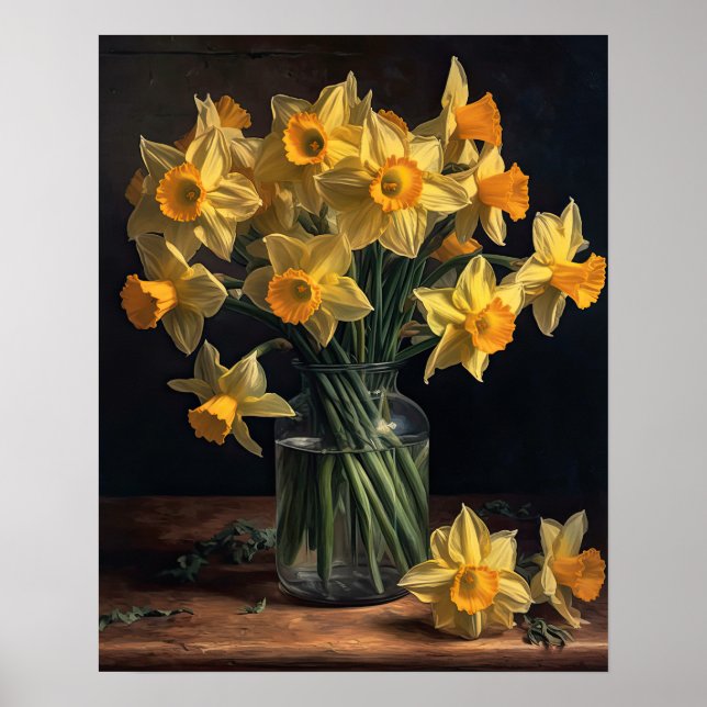 Gult Daffodil Flowers Art Print Poster (Framsidan)