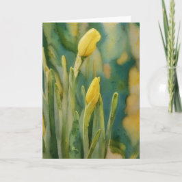 Gult Daffodil Flowers in Bud Art Note Card Kort