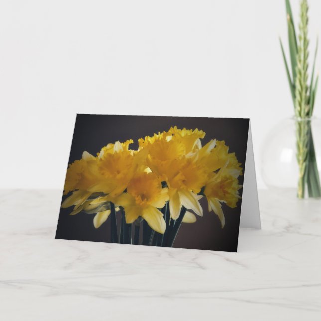 Gult Daffodil Flowers in Sunlit Window Note Card Kort (Framsida)