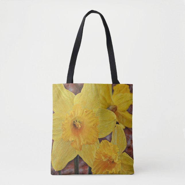 Gult Daffodil Flowers Vår Art Tote Bag Tygkasse (Framsida)
