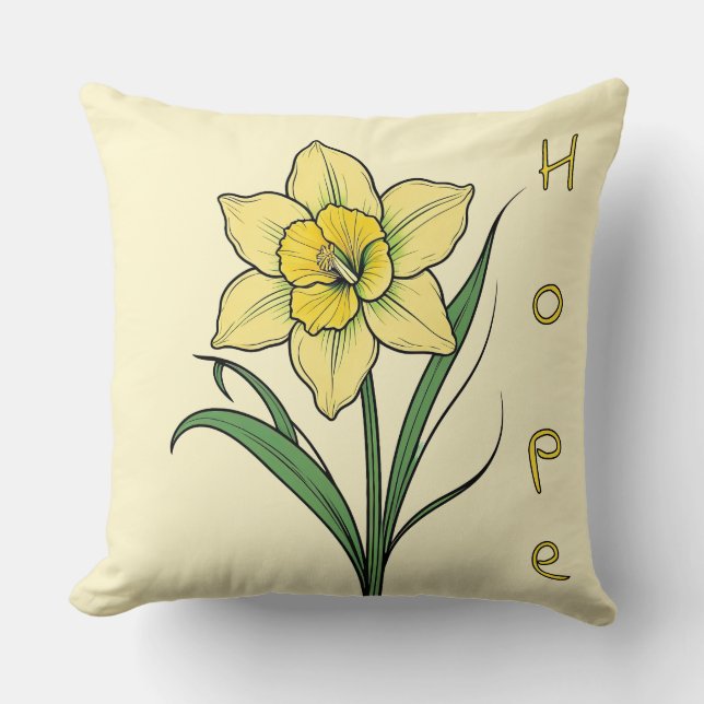 Gult Daffodil (Hope) Kudde (Framsida)