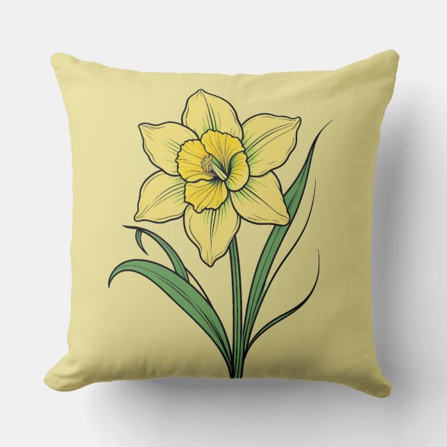 Gult Daffodil Kudde (Framsida)