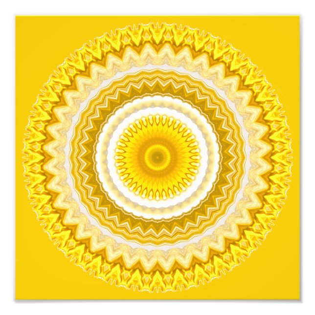 Gult Daffodil Mandala Mönster Fototryck (Framsidan)