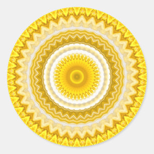 Gult Daffodil Mandala Mönster Runt Klistermärke