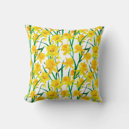 Gult Daffodil Mönster Kudde
