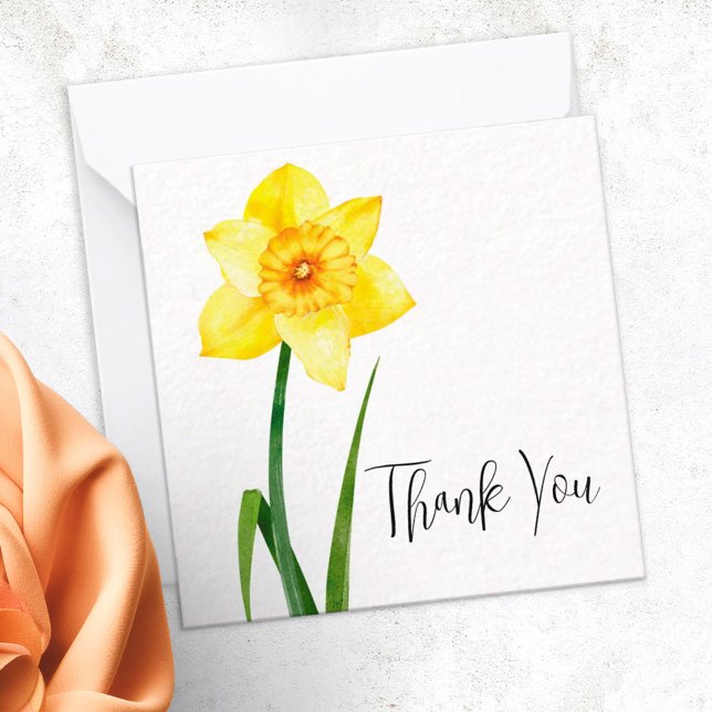 Gult Daffodil Narcissus Personlig Tack Anteckningskort (Skapare uppladdad)