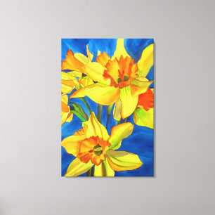 Gult Daffodil narcissus vattenfärgsblomma art Canvastryck