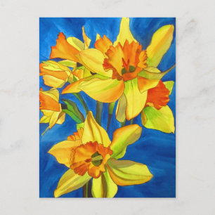 Gult Daffodil narcissus vattenfärgsmålning Vykort