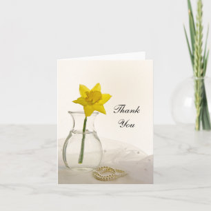 Gult Daffodil och Pearls Bröllop Tack Kort