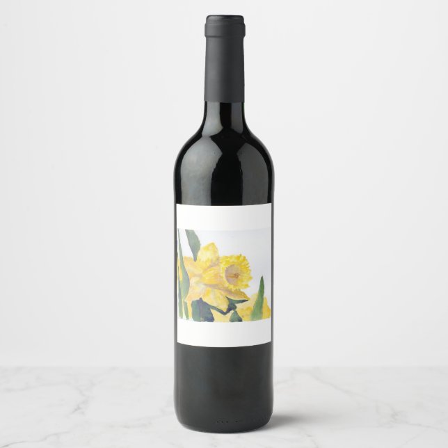 Gult Daffodil på Nantucket Vinflaska Etikett (Framsida)