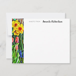 Gult Daffodil Rosa Tulip-platta anteckningskort