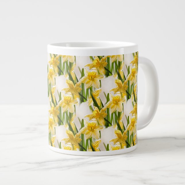 Gult Daffodil Tapet Mönster Jumbo Mugg (Framsida höger)