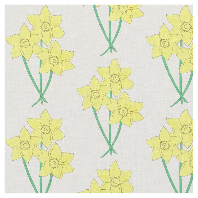 Gult Daffodil Vår Flower Bunch Blommigt Bouquet Tyg (Närbild)