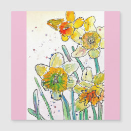 Gult Daffodil Vår Flower Watercolor Birthday
