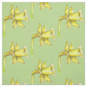 Gult Daffodil Vår Grönt Tyg