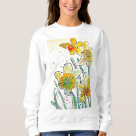 Gult Daffodil vattencolor art Girls T Shirt