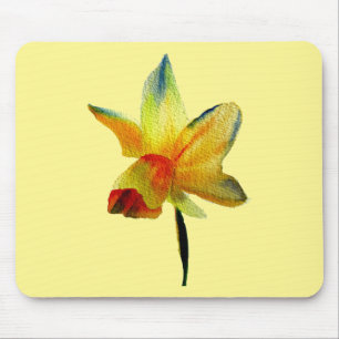 Gult Daffodil vattencolor art Vår Flower Musmatta