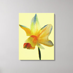 Gult Daffodil vattencolor Vår-blomma Art Canvastryck