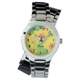 Gult Daffodil Watch med Personlig Namn Armbandsur