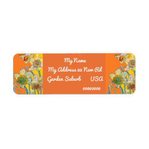 Gult Daffodil Watercolor Returetiketters Returadress Etikett