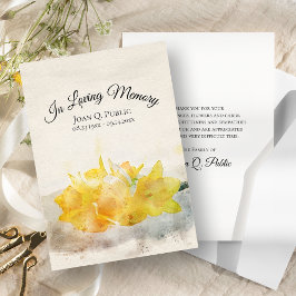 Gult Daffodil Watercolor Vår Funeral Sympathy Tack Kort