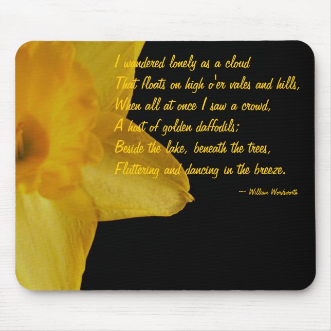 Gult Daffodil; William Wordsworth Dikt Mouse Pad Musmatta (Framsidan)
