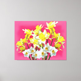 Gult Daffodils and White Narcissi Viva Magenta Canvastryck