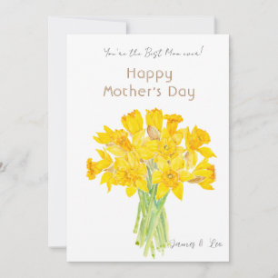 gult daffodils bouquet-blomma Mors dag-kort Inbjudningar
