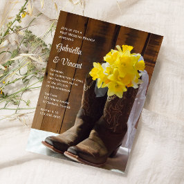Gult Daffodils Cowboy Boots Post Bröllop Brunch Inbjudningar