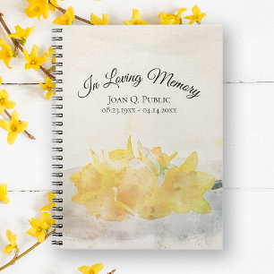 Gult Daffodils Firande of Life Funeral Anteckningsbok