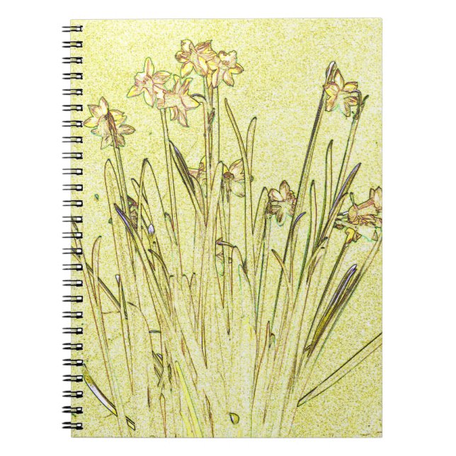 Gult Daffodils Flowers - bärbar dator Anteckningsbok Med Spiral (Framsidan)
