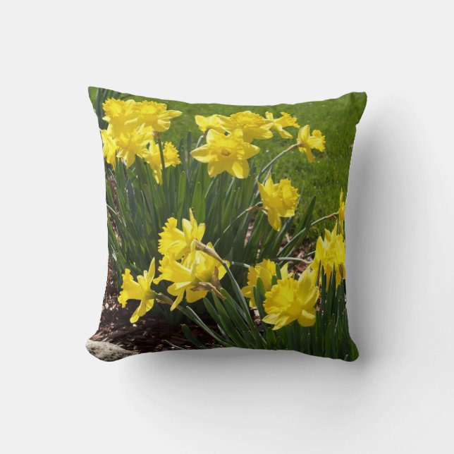 Gult Daffodils Garden Flowers Dekorativ kudde (Framsida)