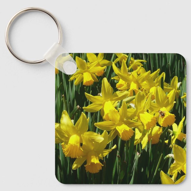 Gult Daffodils I Cheery Vår blommor Nyckelring (Framsida)
