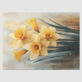 Gult Daffodils in Watercolor Decoupage