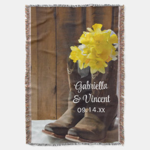 Gult Daffodils Land Westerna Bröllop Keepsak Mysfilt
