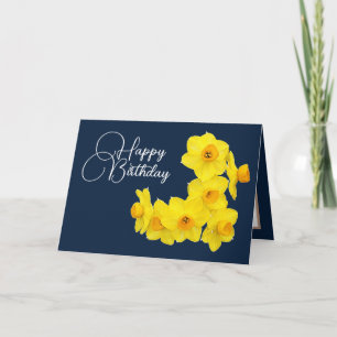 Gult Daffodils Navy Background Birthday Kort
