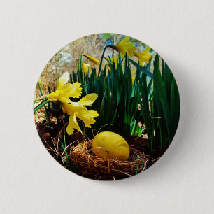 Gult Daffodils och Gult Påskägg Knapp