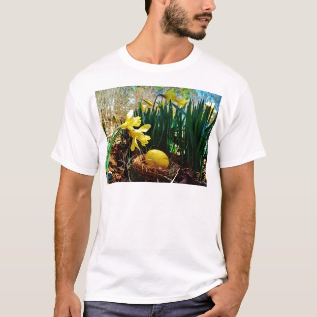 Gult Daffodils och Gult Påskägg T Shirt (Framsida)