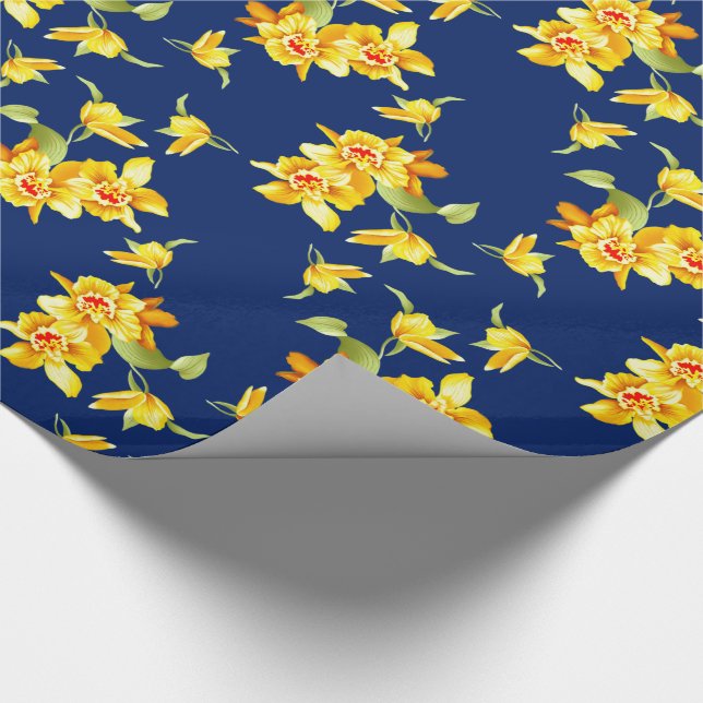 Gult Daffodils on Blue Presentpapper (Hörn)