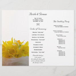 Gult Daffodils on White Tri Fold Bröllopsprogram